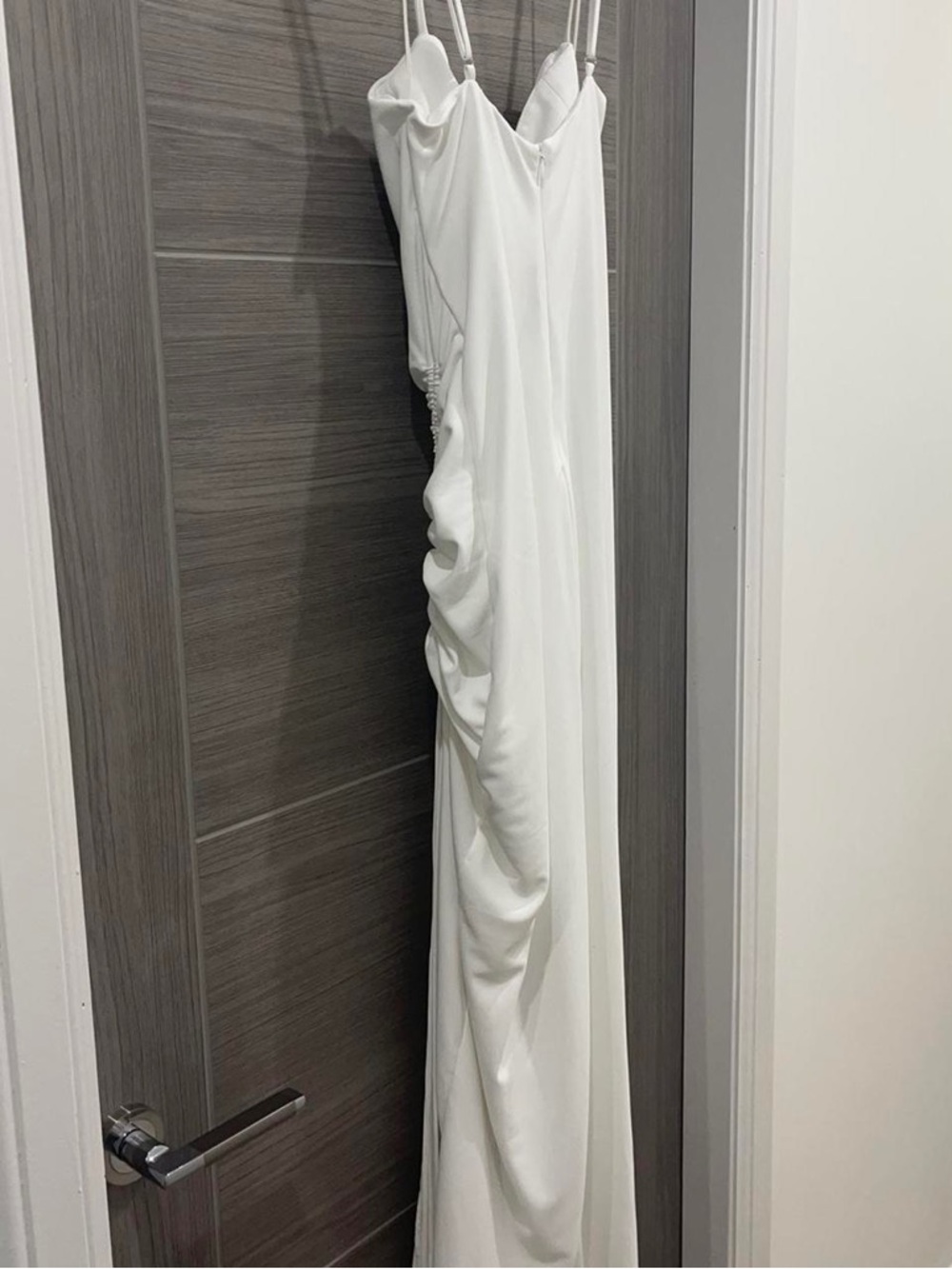 Zara White Ruched Cowl Neck Maxi Dress - Picture 3 of 6